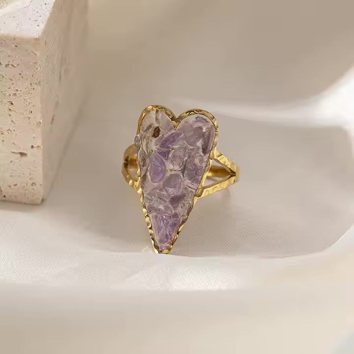 Natural Crystal Ring Variants: 18k Gold Plated