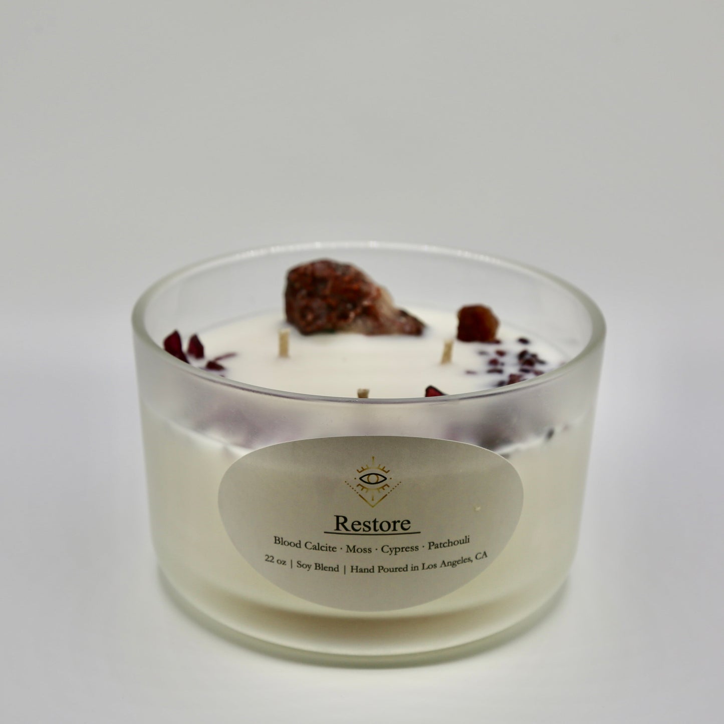 Restore Intention Candle: Bloodstone + Ruby Crystals