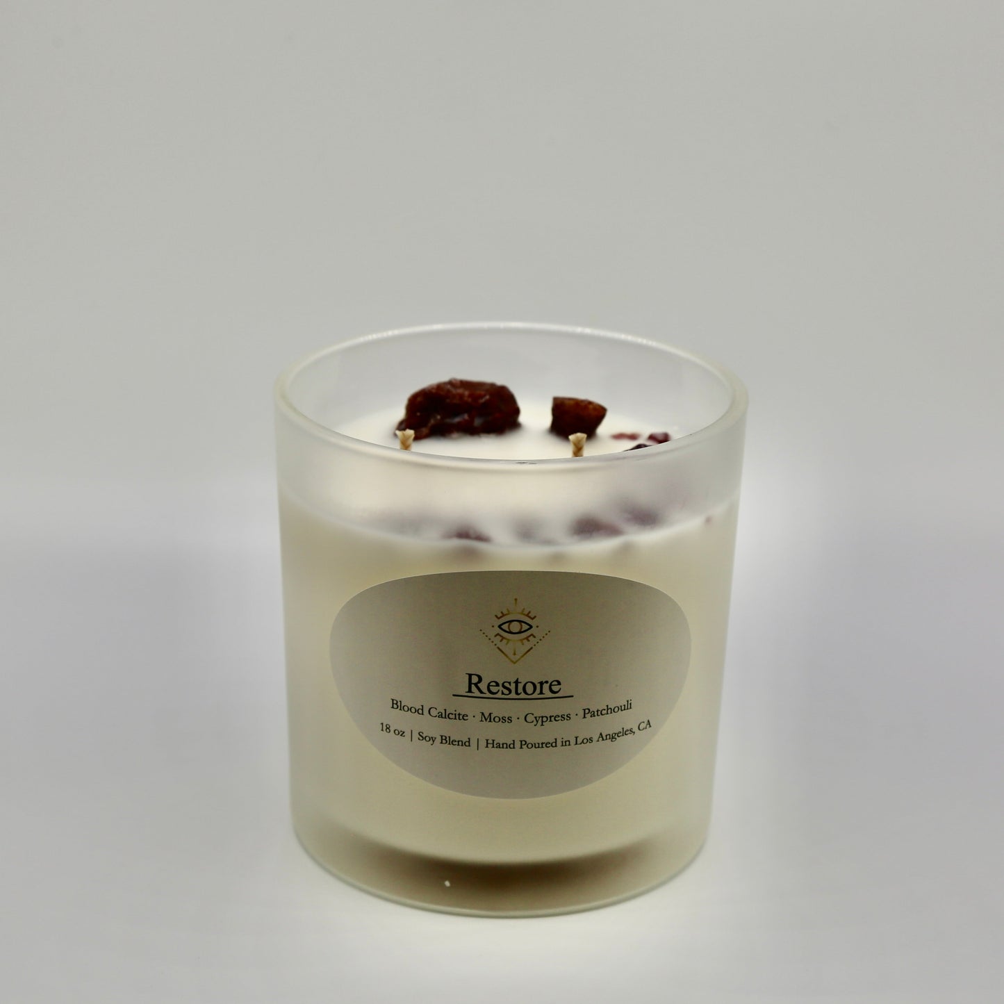 Restore Intention Candle: Bloodstone + Ruby Crystals