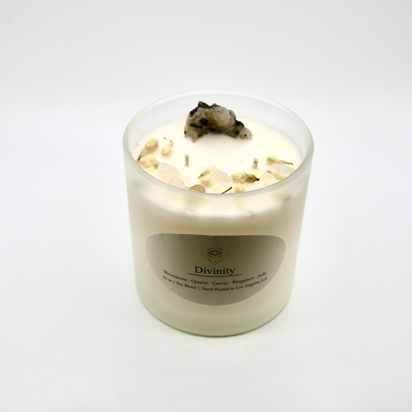 Divinity Intention Candle: Moonstone + Crystal Quartz