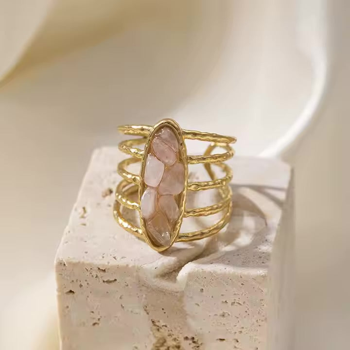 Natural Crystal Ring Variants: 18k Gold Plated