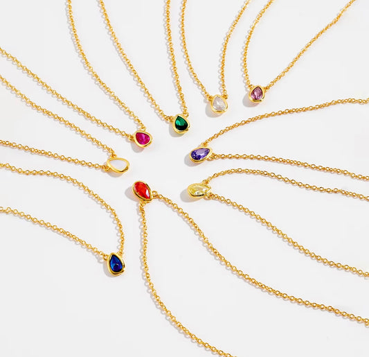 Water drop Zircon stone necklace