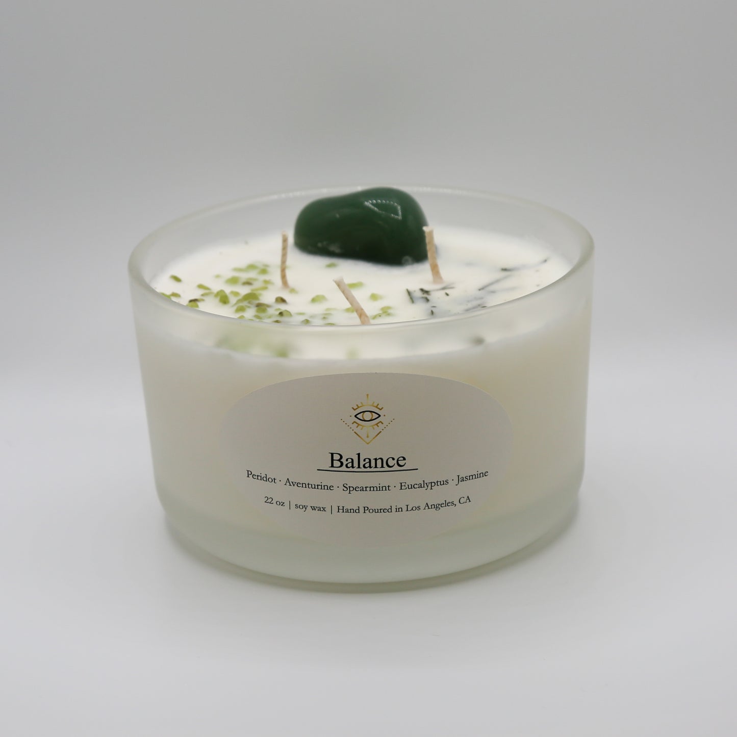 Balance Intention Candle: Green Aventurine + Peridot Crystals
