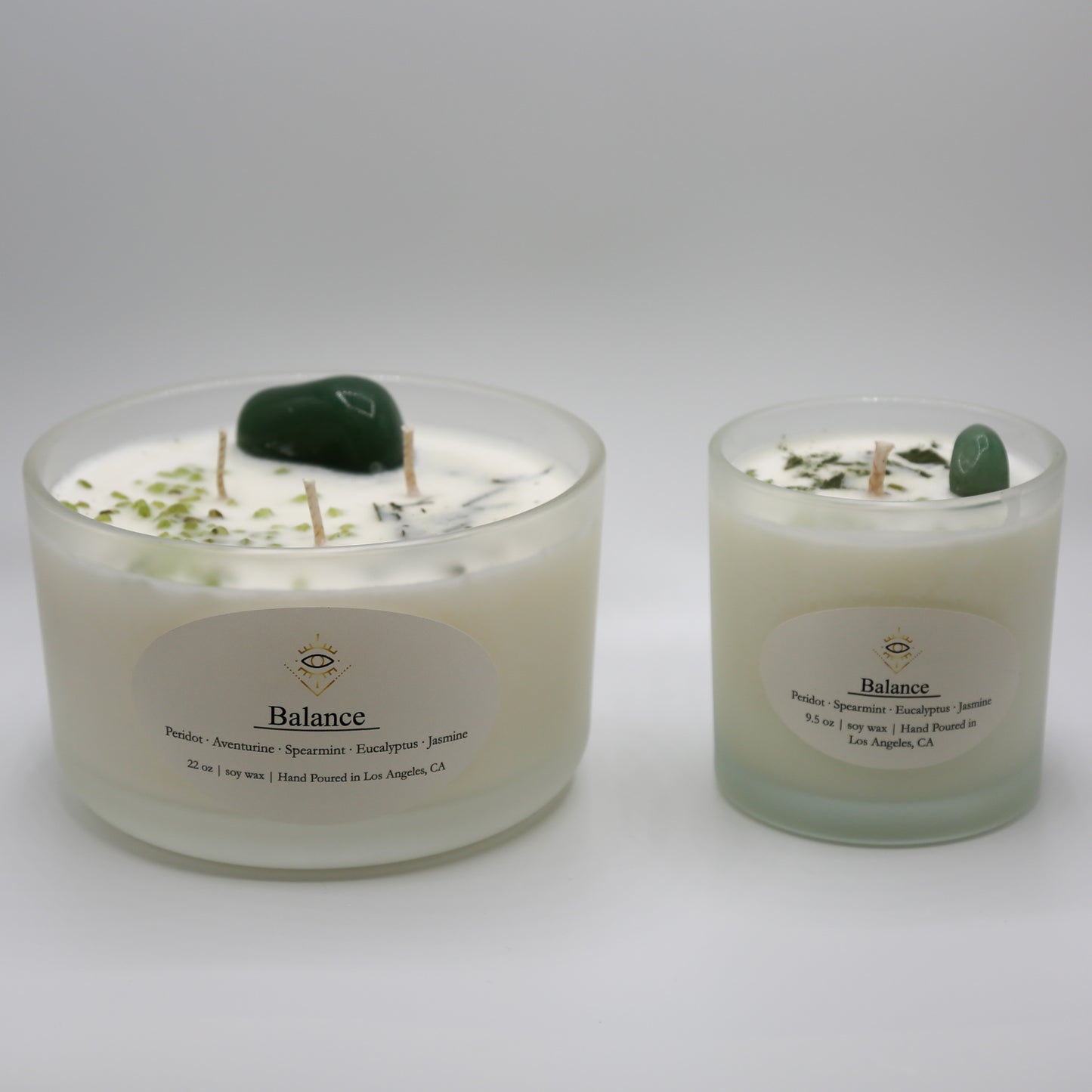 Balance Intention Candle: Green Aventurine + Peridot Crystals